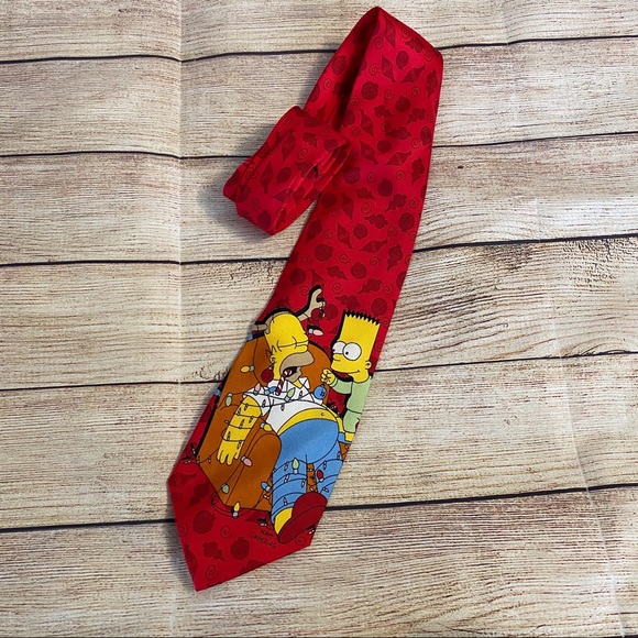 the simpsons Other - 4/$20🍄 The Simpsons 100% Silk Christmas Tie Bart